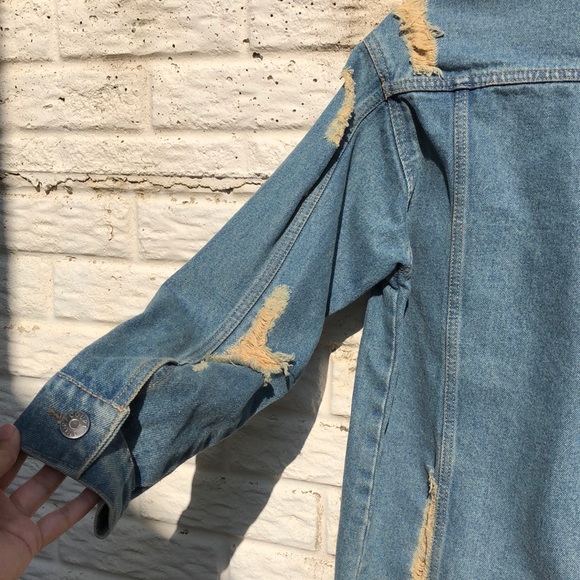 Destroyed Boyfriend Denim Jacket - Picture 3 of 7